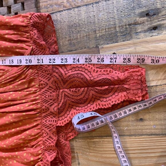 Free People Intimately Blousy Bodysuit Surplice Front Flouncy L/S Lace Trim - Picture 11 of 12